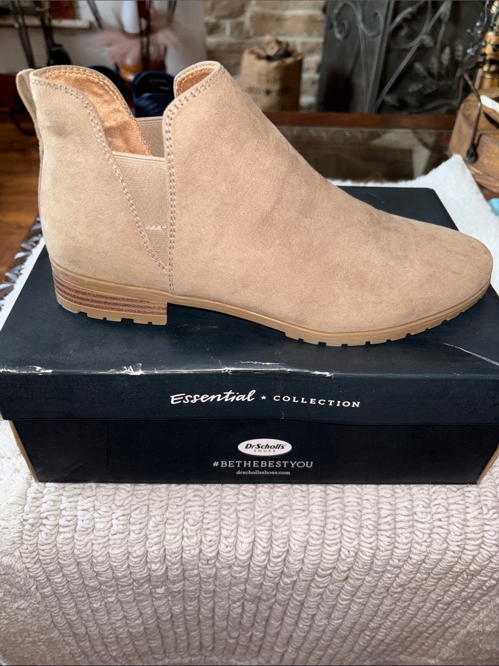 Dr. Scholl's Tan Suede Slip-On Ankle Booties